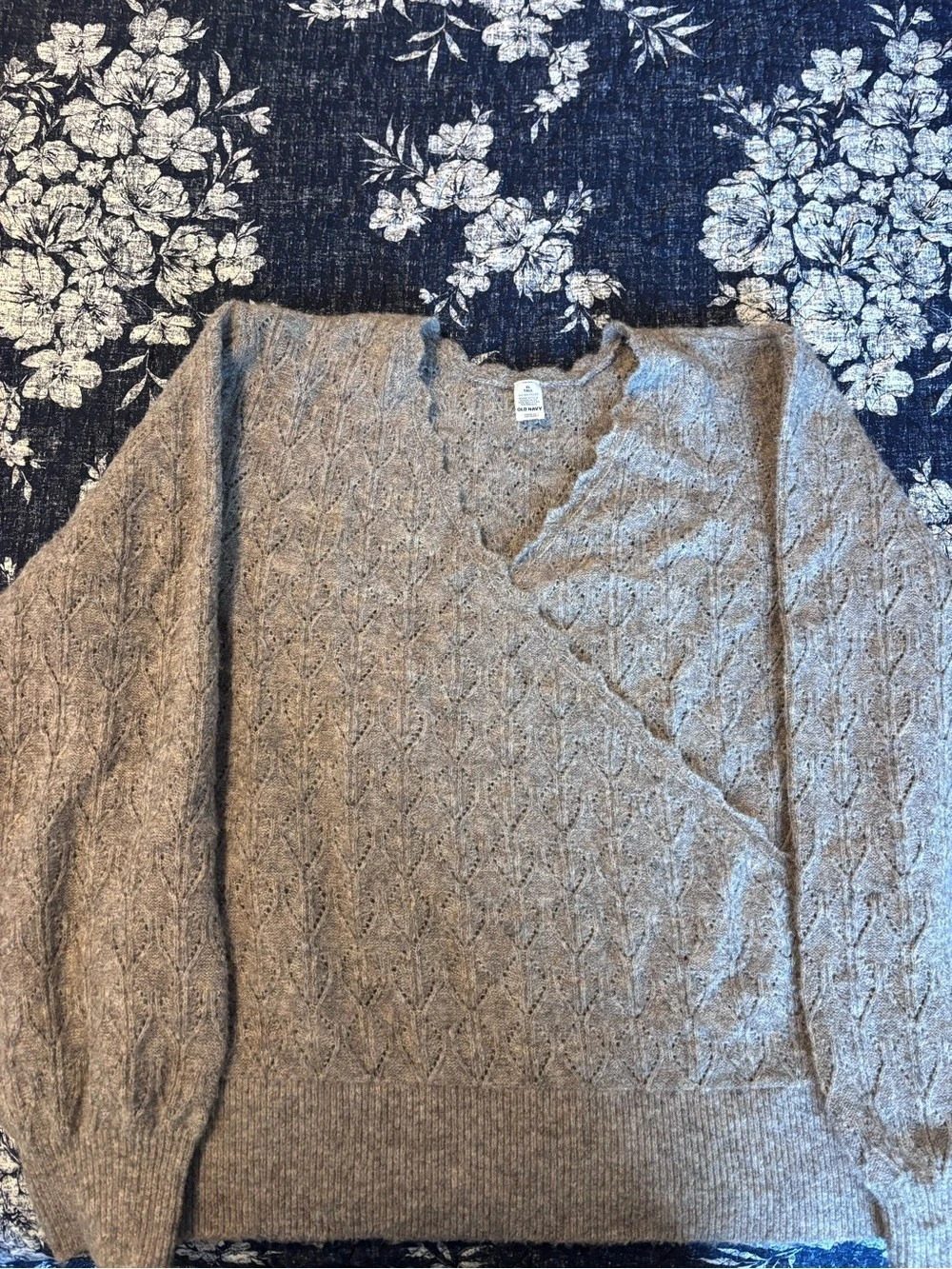 Old Navy Cozy Pointelle Wrap Sweater Taupe XL Tall